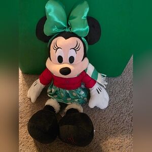 Disney Store Holiday Minnie Mouse Christmas Plush Toy Doll 14" H Stuffed Animal